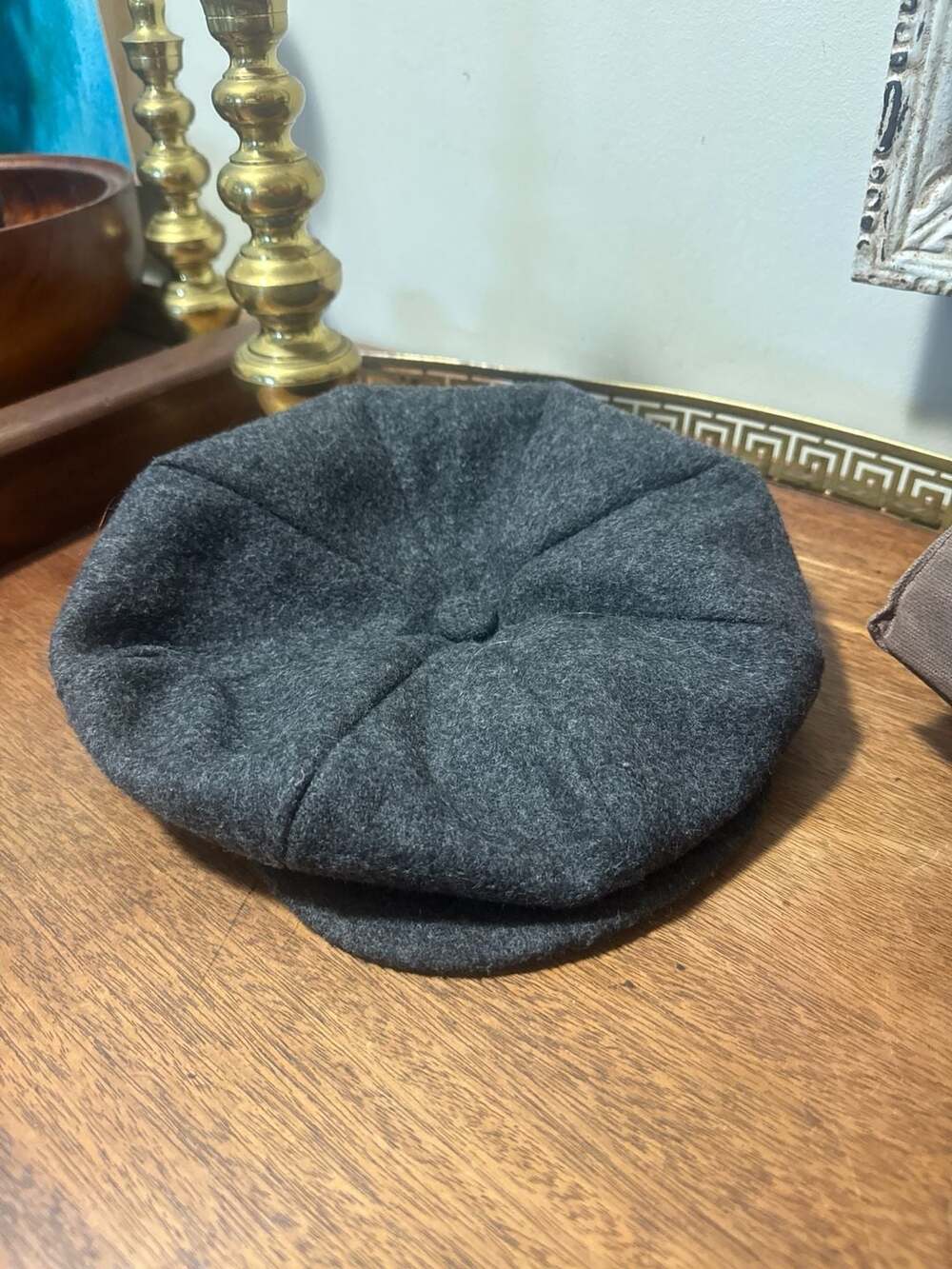 New York Hat Co. Wool Big Apple Newsboy Cap Charcoal Grey